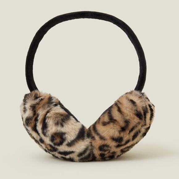 Hat Attack NWT Leopard Black Faux Fur Cozy Luxe Winter Earmuffs One Size - Picture 1 of 10